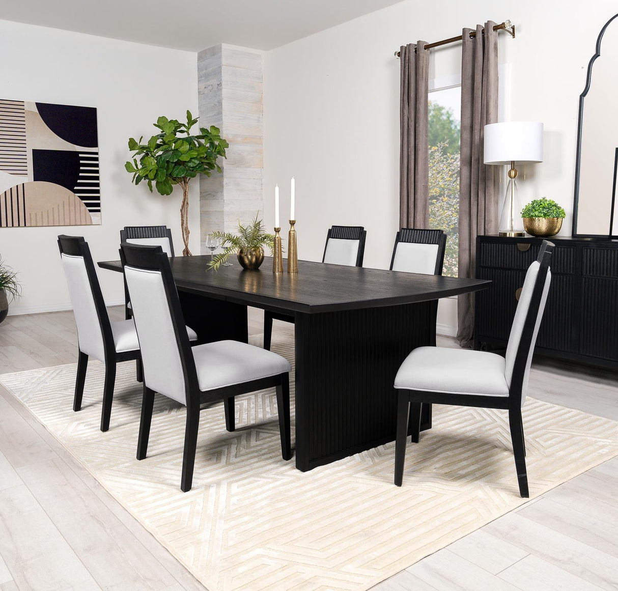 Brookmead Black 7-Piece Rectangular Dining Set with 18" Removable Extension Leaf