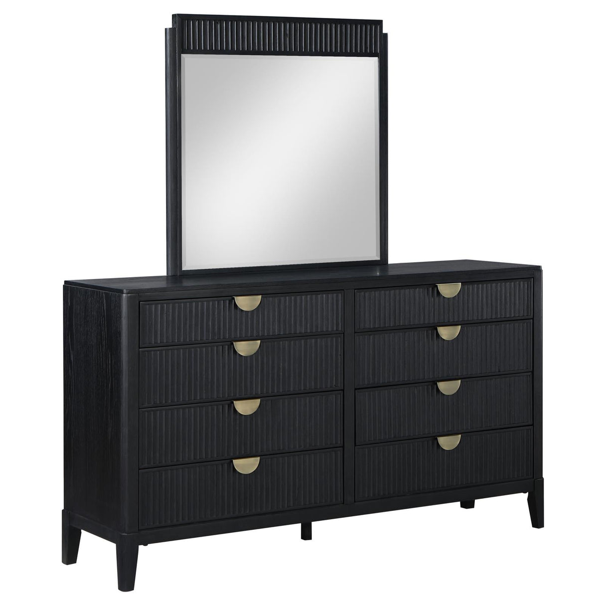 Brookmead Black 8-Drawer Bedroom Dresser with Mirror