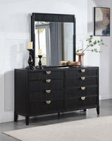 Brookmead Black 8-Drawer Bedroom Dresser with Mirror