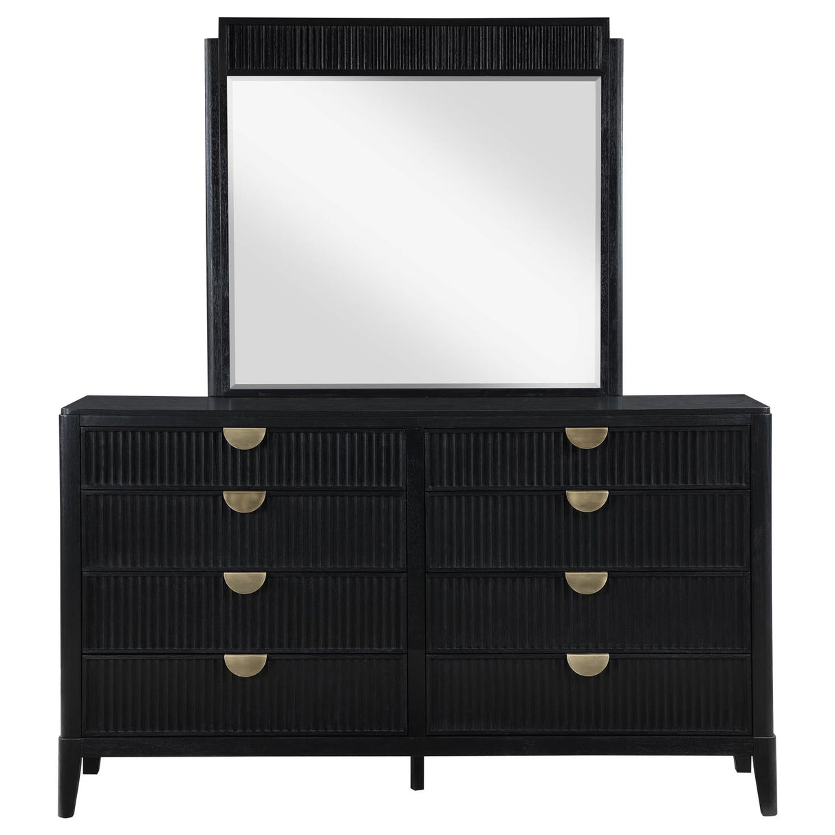 Brookmead Black 8-Drawer Bedroom Dresser with Mirror