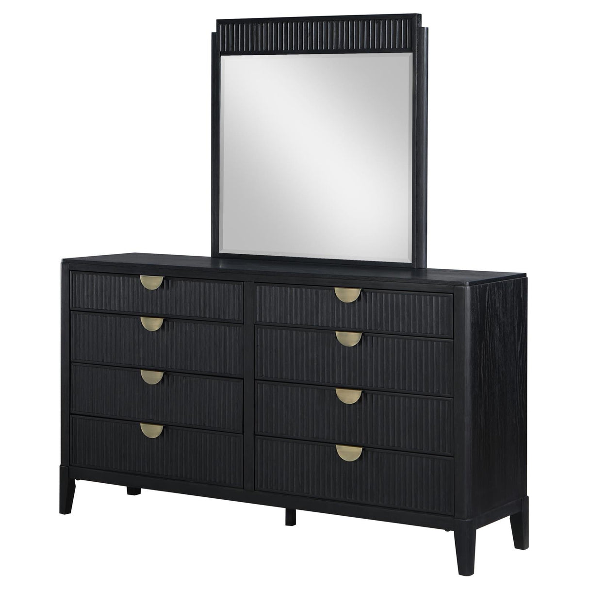 Brookmead Black 8-Drawer Bedroom Dresser with Mirror