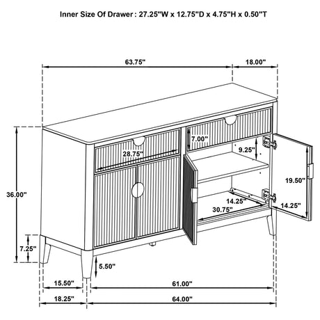Brookmead Black 2-drawer Sideboard Buffet with Storage Cabinet by Coaster at Eve Furniture