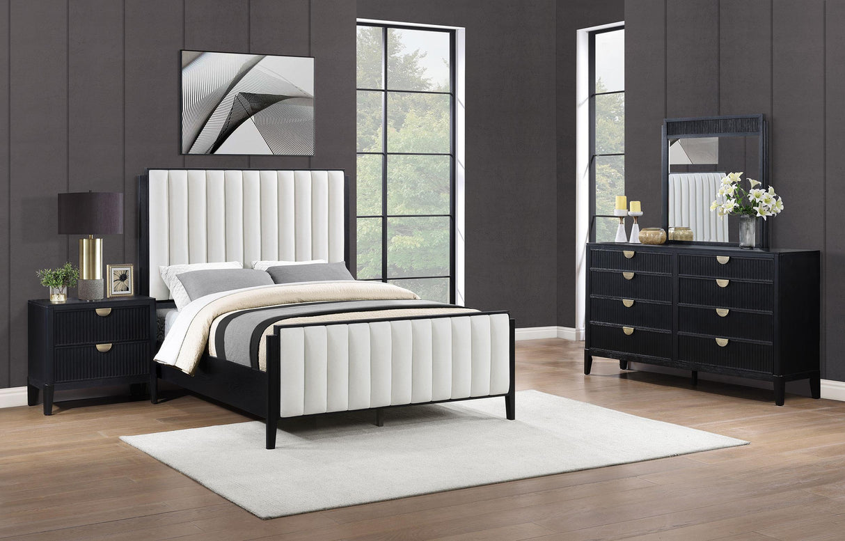 Brookmead Black 4-Piece Upholstered Eastern King Bedroom Set by Coaster at Eve Furniture