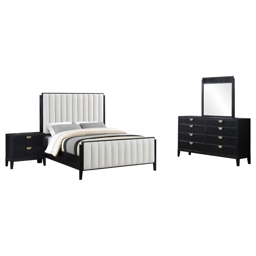 Brookmead Black 4-Piece Upholstered Queen Bedroom Set by Coaster at Eve Furniture