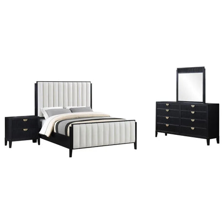 Brookmead Black 4-Piece Upholstered Queen Bedroom Set by Coaster at Eve Furniture