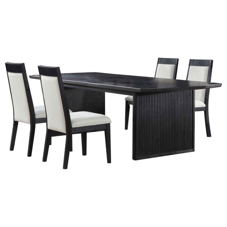 Brookmead Black/Ivory 5-piece Extension Leaf Dining Table Set by Coaster at Eve Furniture