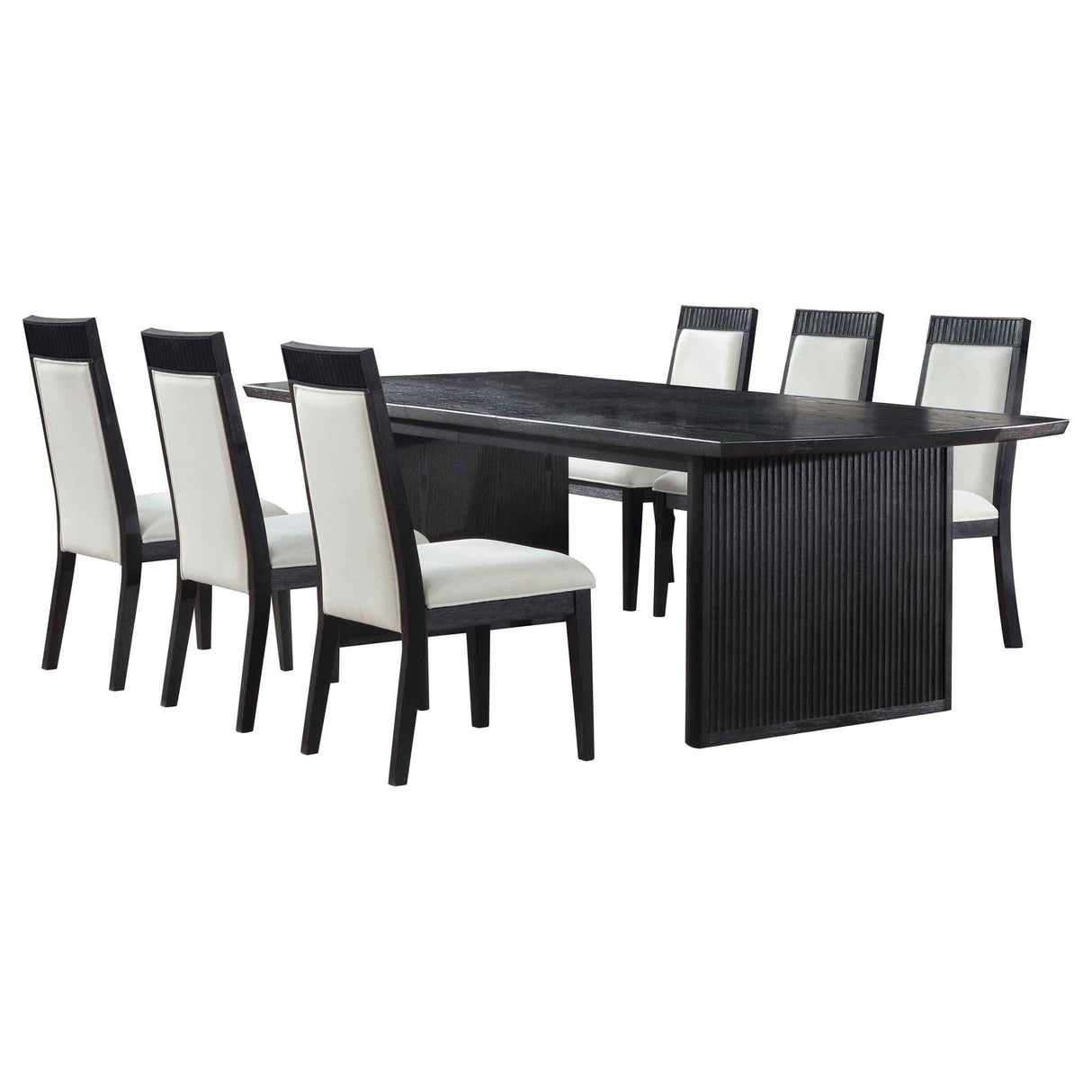 Brookmead Black/Ivory 7-piece Extension Leaf Dining Table Set by Coaster at Eve Furniture