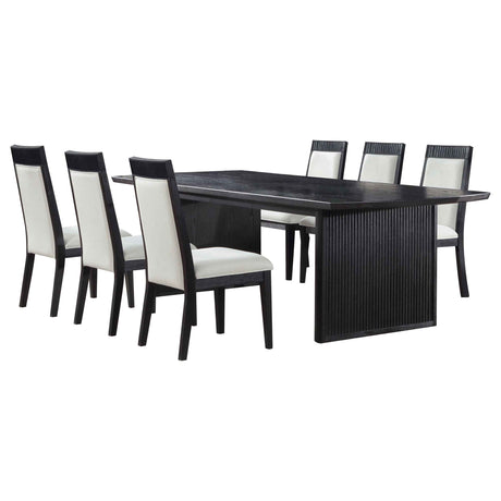Brookmead Black/Ivory 7-piece Extension Leaf Dining Table Set by Coaster at Eve Furniture