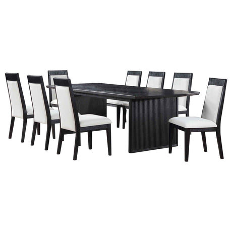 Brookmead Black/Ivory 9-piece Extension Leaf Dining Table Set by Coaster at Eve Furniture