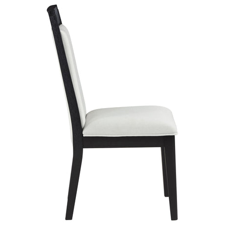 Brookmead Upholstered Dining Side Chair Ivory and Black (Set of 2) by Coaster at Eve Furniture