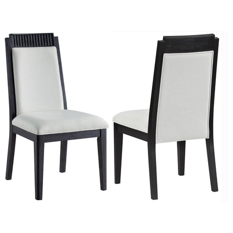 Brookmead Upholstered Dining Side Chair Ivory and Black (Set of 2) by Coaster at Eve Furniture