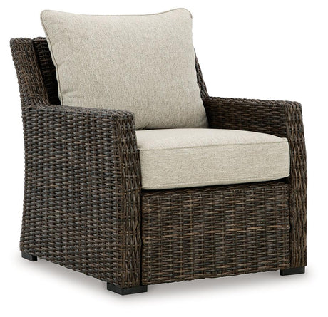 Brook Ranch Brown Outdoor Lounge Chair with cushion by Ashley at Eve Furniture