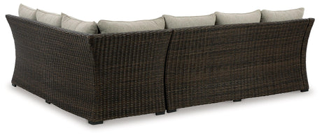 Brook Ranch Brown Outdoor Sofa Sectional with Cushion by Ashley at Eve Furniture
