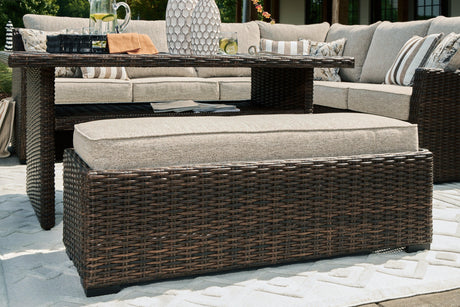 Brook Ranch Brown Outdoor Sofa Sectional with Cushion by Ashley at Eve Furniture
