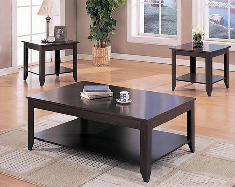 Brooks Cappuccino 3-Piece Occasional Table Set with Lower Shelf by Coaster at Eve Furniture