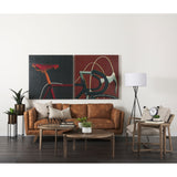 Brooks Cognac Faux Leather Three Seater Sofa With Medium Brown Wooden Legs by Mercana at Eve Furniture
