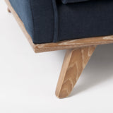 Brooks Navy Blue Fabric Chair W/ Medium Brown Wooden Legs by Mercana at Eve Furniture