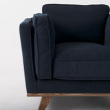 Brooks Navy Blue Fabric Chair W/ Medium Brown Wooden Legs by Mercana at Eve Furniture