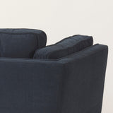 Brooks Navy Blue Fabric Chair W/ Medium Brown Wooden Legs by Mercana at Eve Furniture