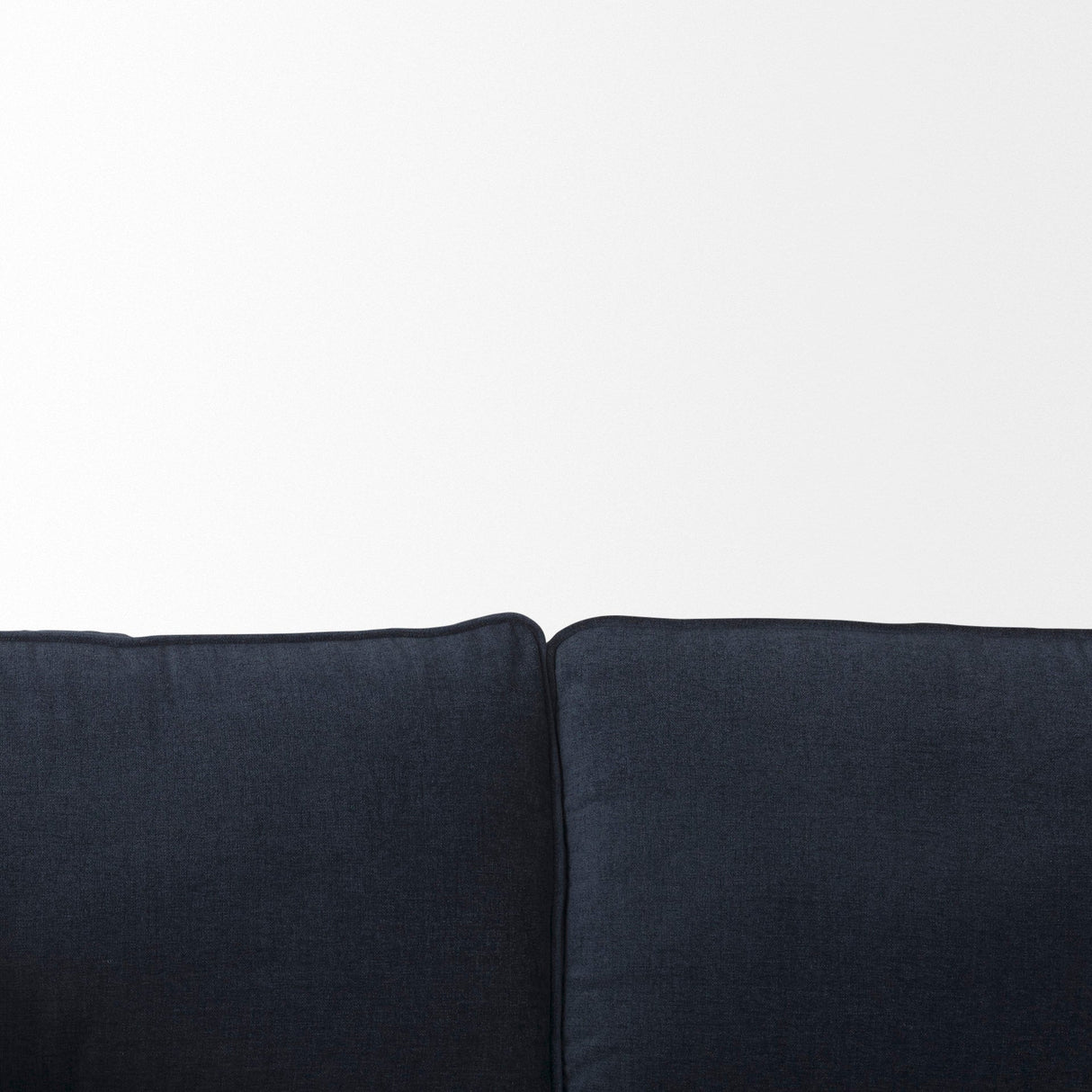 Brooks Navy Blue Fabric Three Seater Sofa W/ Medium Brown Wooden Legs by Mercana at Eve Furniture