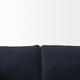 Brooks Navy Blue Fabric Three Seater Sofa W/ Medium Brown Wooden Legs by Mercana at Eve Furniture