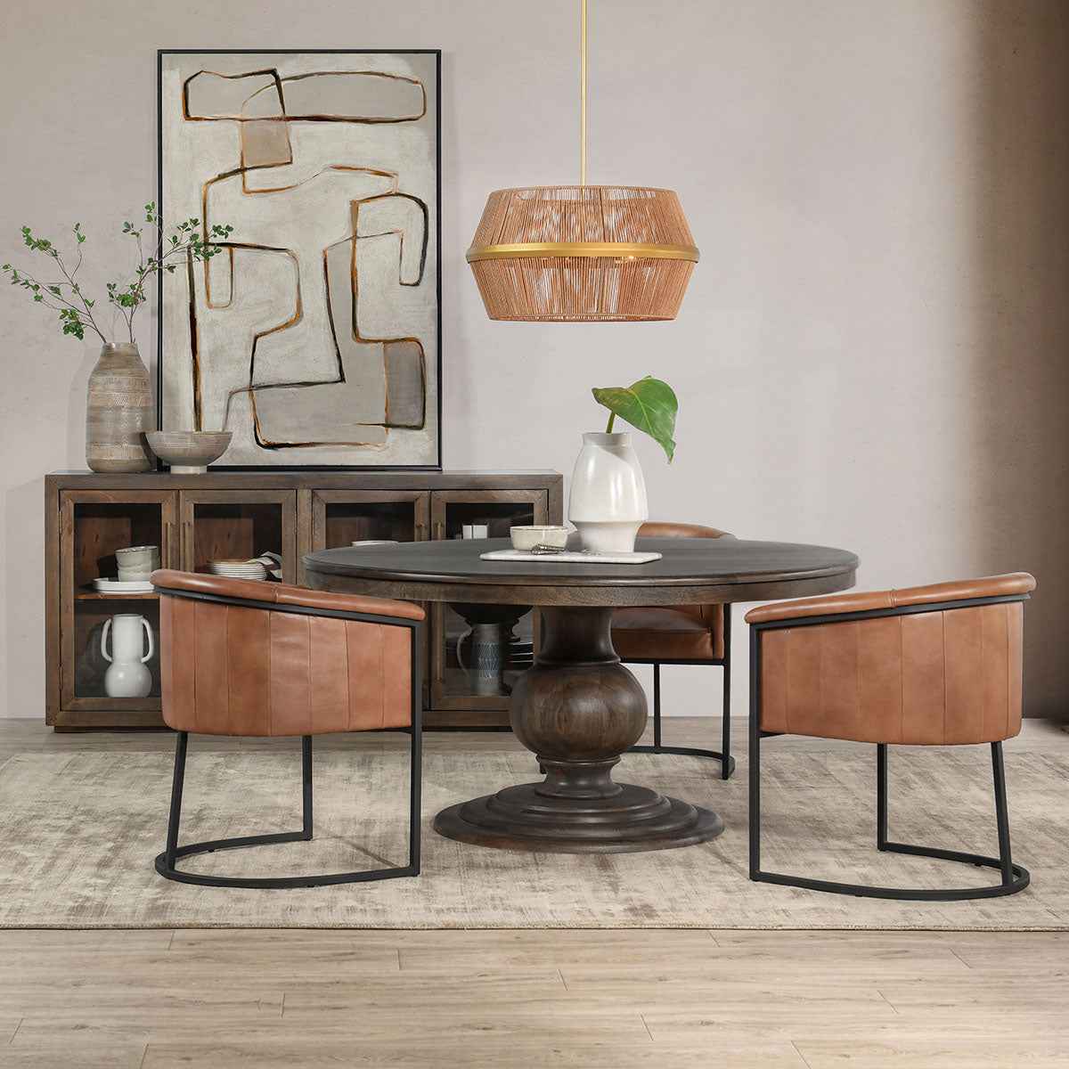 Brookside Cocoa Brown Round Dining Table by Classic Home at Eve Furniture