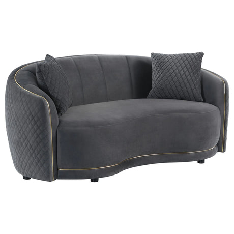 Brookside Dark Gray 2-piece Velvet Upholstered Sofa Set by Coaster at Eve Furniture