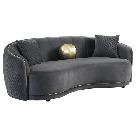 Brookside Dark Gray 2-piece Velvet Upholstered Sofa Set by Coaster at Eve Furniture