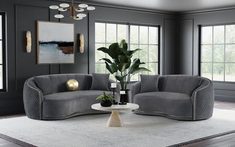 Brookside Dark Gray 2-piece Velvet Upholstered Sofa Set by Coaster at Eve Furniture