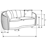 Brookside Dark Gray Velvet Upholstered Curved Loveseat by Coaster at Eve Furniture