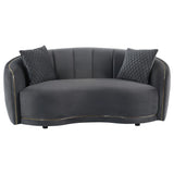 Brookside Dark Gray Velvet Upholstered Curved Loveseat by Coaster at Eve Furniture