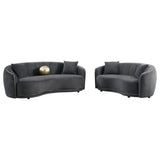 Brookside Dark Gray Velvet Upholstered Curved Loveseat by Coaster at Eve Furniture