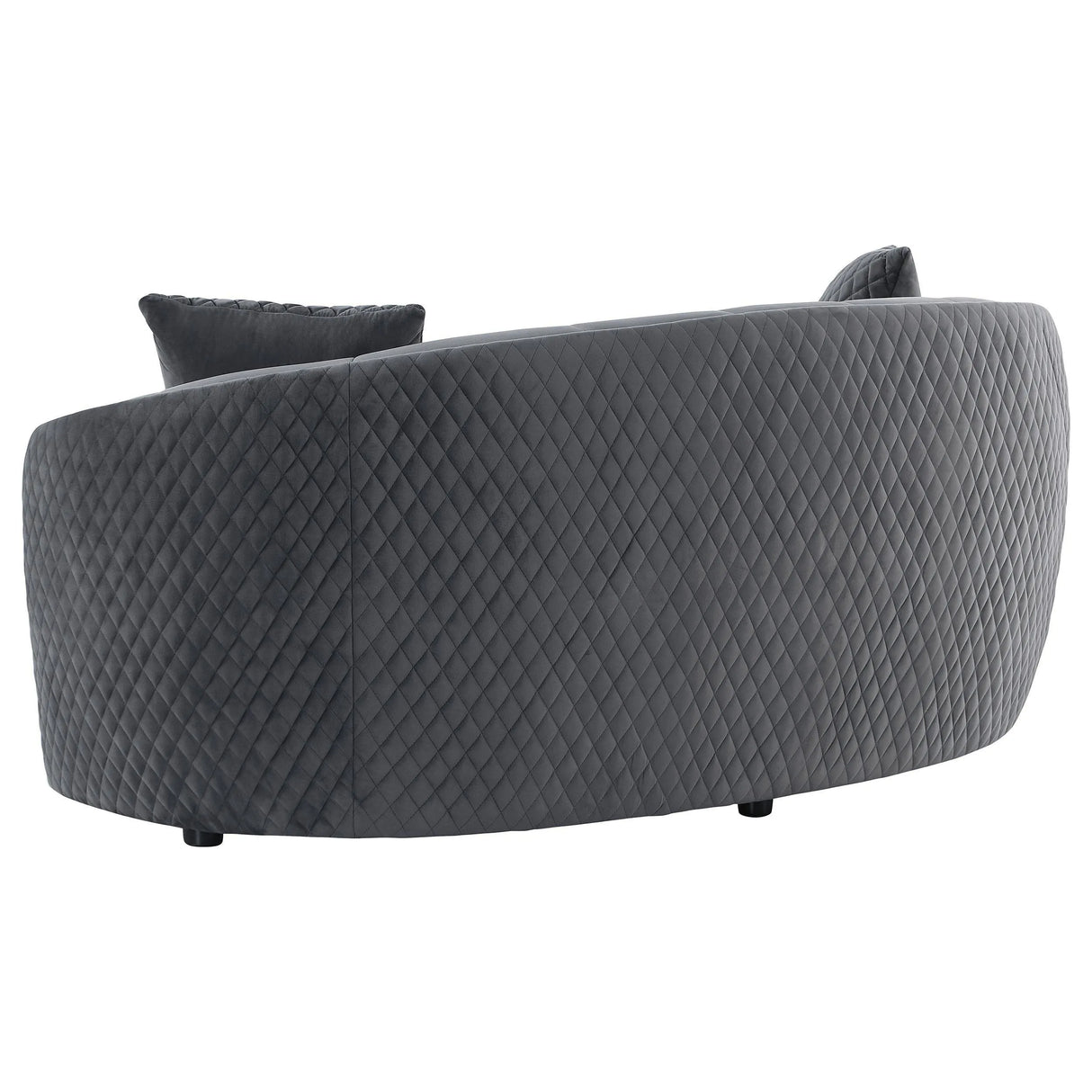 Brookside Dark Gray Velvet Upholstered Curved Loveseat by Coaster at Eve Furniture