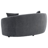 Brookside Dark Gray Velvet Upholstered Curved Loveseat by Coaster at Eve Furniture