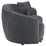Brookside Dark Gray Velvet Upholstered Curved Loveseat by Coaster at Eve Furniture