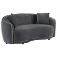 Brookside Dark Gray Velvet Upholstered Curved Loveseat by Coaster at Eve Furniture