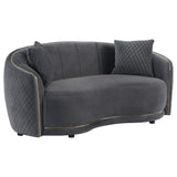 Brookside Dark Gray Velvet Upholstered Curved Loveseat by Coaster at Eve Furniture