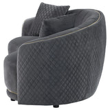 Brookside Dark Gray Velvet Upholstered Curved Loveseat by Coaster at Eve Furniture