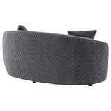 Brookside Dark Gray Velvet Upholstered Curved Loveseat by Coaster at Eve Furniture