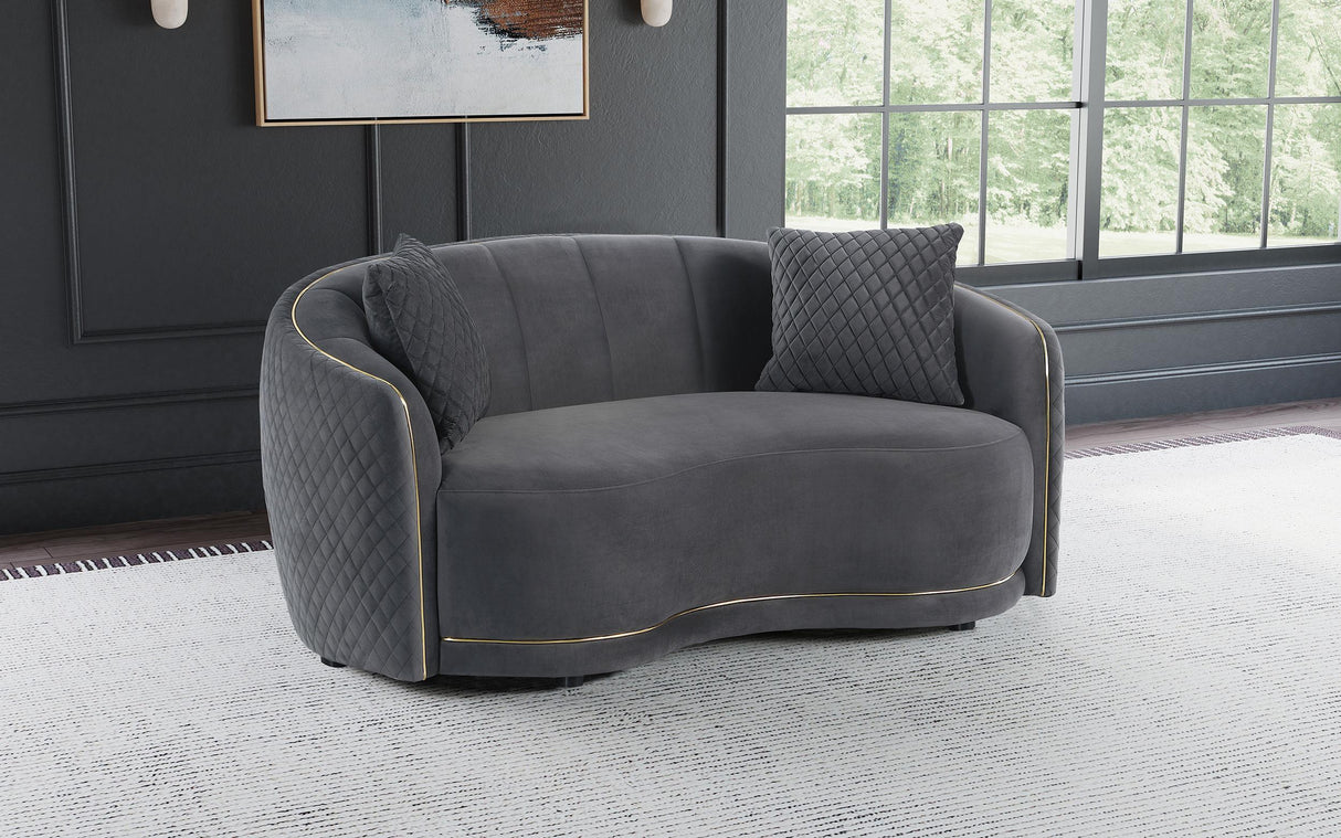 Brookside Dark Gray Velvet Upholstered Curved Loveseat by Coaster at Eve Furniture
