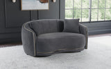 Brookside Dark Gray Velvet Upholstered Curved Loveseat by Coaster at Eve Furniture