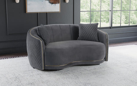 Brookside Dark Gray Velvet Upholstered Curved Loveseat by Coaster at Eve Furniture