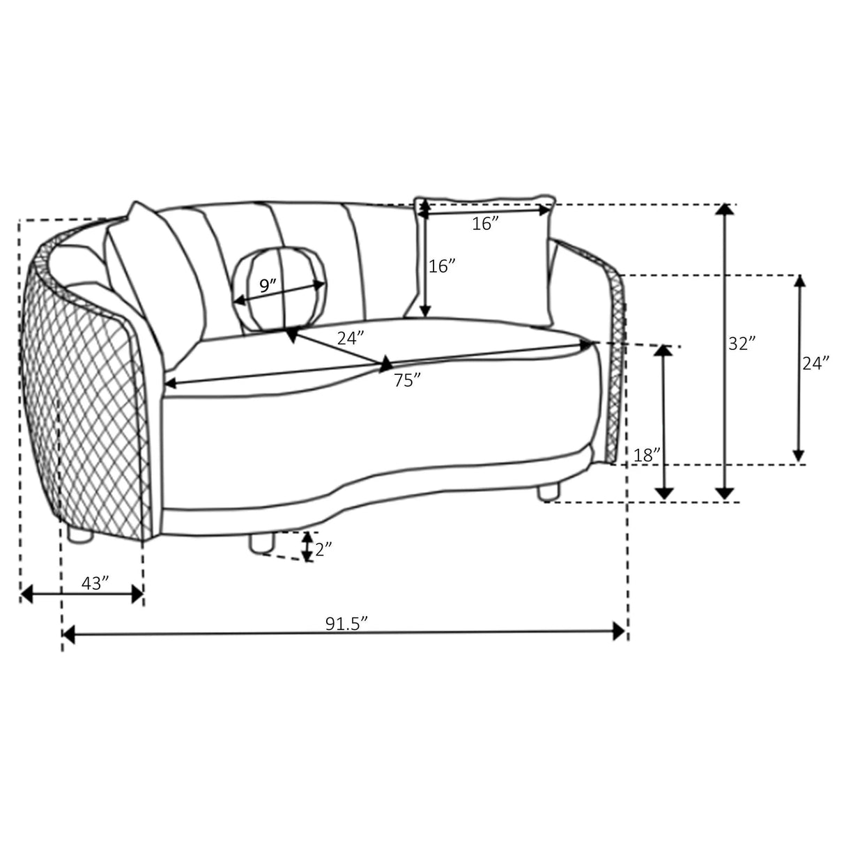 Brookside Dark Grey Velvet Upholstered Curved Sofa by Coaster at Eve Furniture