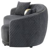 Brookside Dark Grey Velvet Upholstered Curved Sofa by Coaster at Eve Furniture