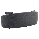 Brookside Dark Grey Velvet Upholstered Curved Sofa by Coaster at Eve Furniture