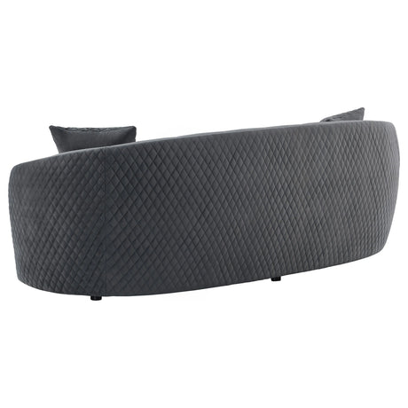 Brookside Dark Grey Velvet Upholstered Curved Sofa by Coaster at Eve Furniture