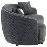 Brookside Dark Grey Velvet Upholstered Curved Sofa by Coaster at Eve Furniture