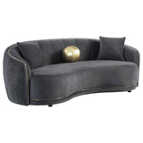Brookside Dark Grey Velvet Upholstered Curved Sofa by Coaster at Eve Furniture