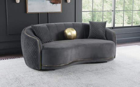 Brookside Dark Grey Velvet Upholstered Curved Sofa by Coaster at Eve Furniture