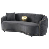 Brookside Dark Grey Velvet Upholstered Curved Sofa by Coaster at Eve Furniture